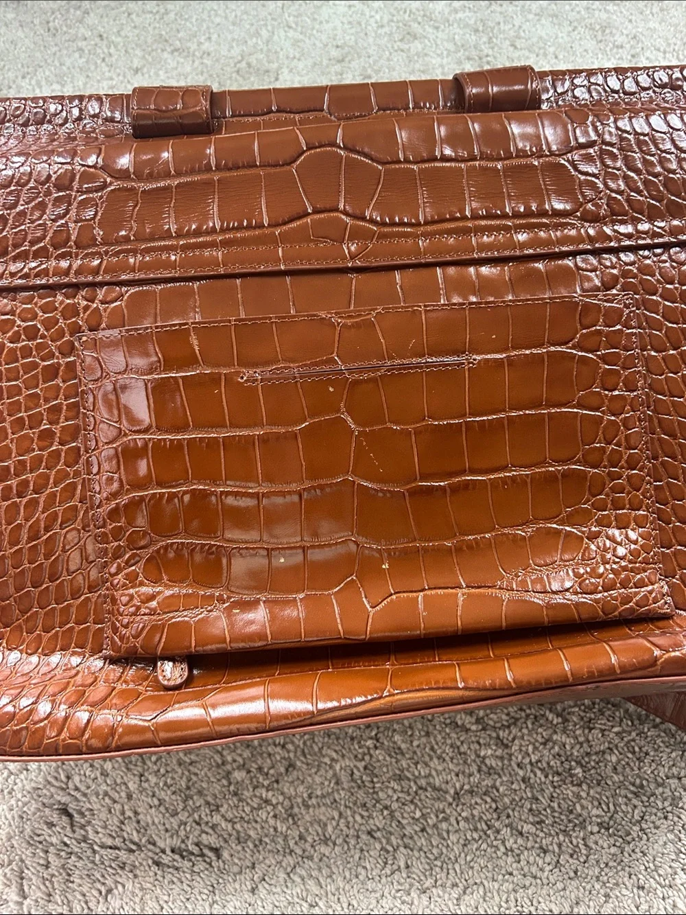 JEMMA Emma Traveler Bag Croc-Embossed Brown Laptop Tote